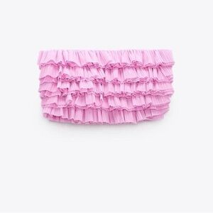 Zara Pink Ruffle Strapless Crop Top